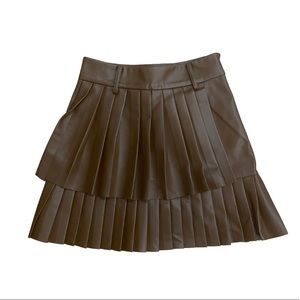 Brown pleated Zara leather skirt